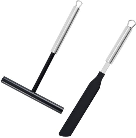 ZYNCUE Paquete de 2 distribuidores de crepes para crepes de acero inoxidable, acero inoxidable 304 con revestimiento de silicona, mango largo para una distribución uniforme de la masa, apto para