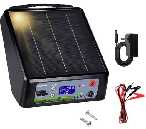 32KM Clôture Électrique Solaire, Cloture Electrique Pour Animaux, 6-12 kV Berger électrique Contrôleur pour chevaux, 2 J Clôture électrique pour élevage d'animaux de berger, pour ferme, pâturage