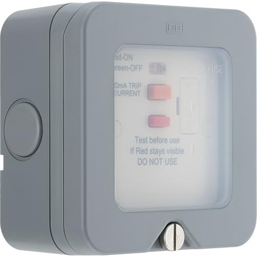 BG Electrical Outdoor Weatherproof Unswitched Fused Spur Connection Unit with Type A RCD Protection, Grey, 13A, IP66 Rated, WP55ARCD
