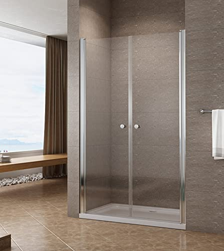 AQUABATOS® 130 cm Duschabtrennung Duschtür Nischentür Pendeltür Duschwand Glas Schwingtür mit Lotus Effekt Nano Beschichtung Höhe 195 cm klar