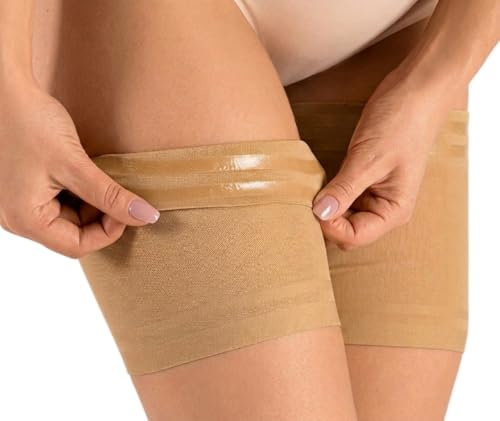 Sesto Senso Lisas y Sexys Bandas Femeninas para los Muslos Contra Rozaduras con Bandas de silicona de soporte en el interior Beige 65-70 L