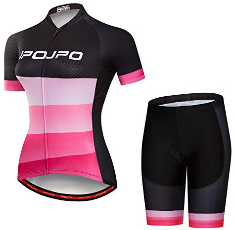 Conjunto de maillot de ciclismo para mujer, manga corta+pantalones cortos acolchados 5D, secado rápido, reflectante, 3 bolsillos, S-3XL, Jp2003, M