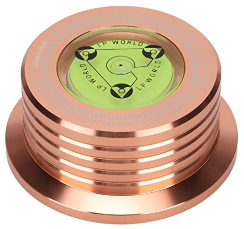 Vinylskivstabilisator, skivviktstabilisator aluminium skivklämma med bubbelutjämning för LP-skivspelare, 50 Hz, vinylskivskivstabilisator för spelare, CD-spelare, chassi (roséguld)