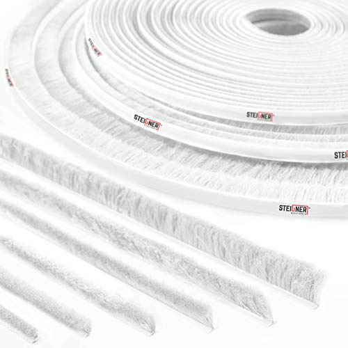 STEIGNER 5m Joint brosse adhésif pour porte coulissante BLANC, bande de brosse anti-poussière, hauteur 22 mm