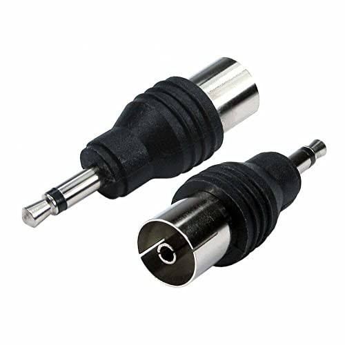 Mr Gadget Solutions Adaptador de enchufe mono de 3,5 mm a enchufe coaxial - Conector de antena de radio TV negro