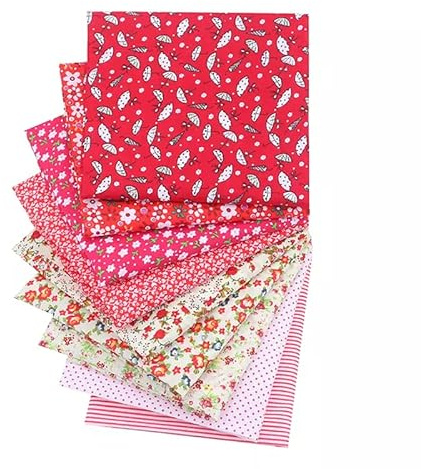 CraftsFabrics - 9 paquetes de tela de 50 x 50 cm, cuadrados precortados, 100% algodón para patchwork, acolchado, álbumes de recortes, costura, proyectos de arte y manualidades