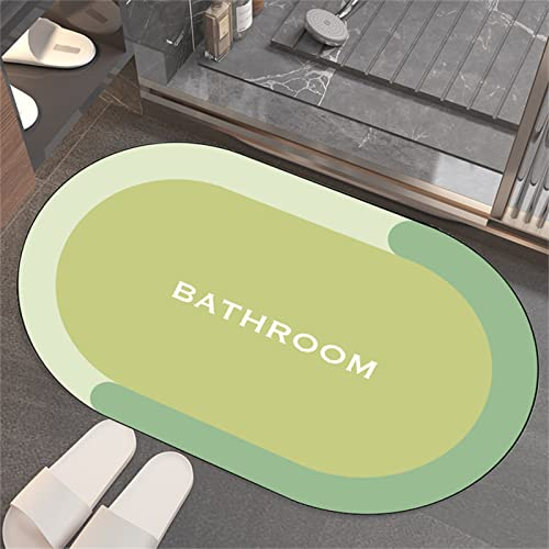 Badezimmerteppich Super Absorbierende Rutschfester Badematte, Badematten Badteppich 80x150cm Badvorleger Extra Schnelltrocknende Waschbare Badematte Home Rug, Badmatte Bodenmatte Floor Mat Hellgrün