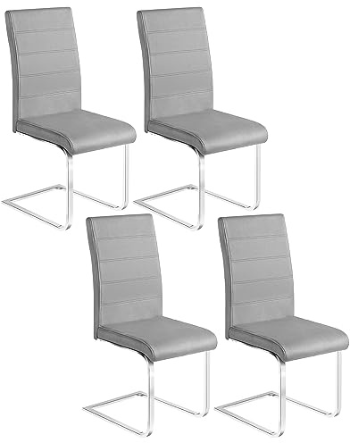 WOLTU 4X Sillas de Comedor, Sillas Ergonómica para Oficina y Casa, Silla en Forma de C con Respaldo Alto, Silla de Cocina Moderna y Chic, Terciopelo, Gris Oscuro, BH377dgr-4
