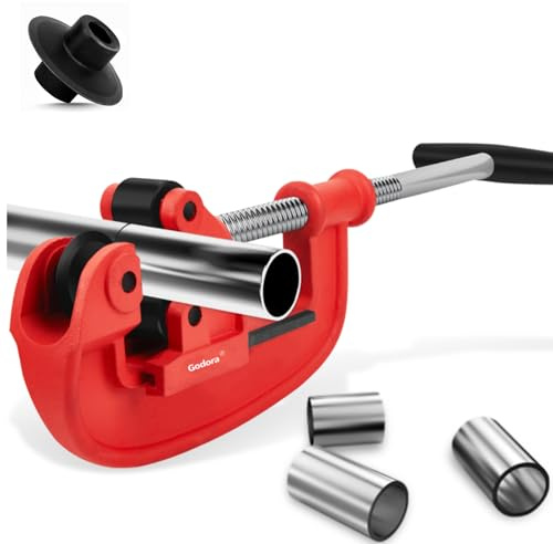 Godora Professional 1-3 Pipe Cutter Tool with an Extra Blade, Sharp Rigid Tubing Cutter Cuts Up to Galvanized Pipe and Iron Pipe, Heavy Duty Metal Tube Cutter Great for Plumbers or Metalworkers