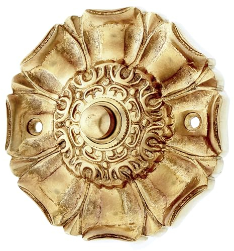 Ventano Plaque de sonnette de porte antique en laiton patiné doré historique | Art nouveau fait à la main selon des modèles historiques