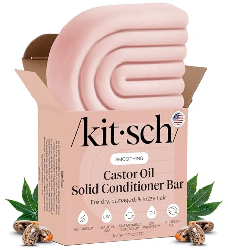 Kitsch Castor Oil Conditioner Bar Soap - Hydrating & Moisturizing Hair Care - Organic Castor Oil Conditioner for Hair Growth & Scalp Nourishment - Silicone & Paraben-Free, Vegan, 2.7oz