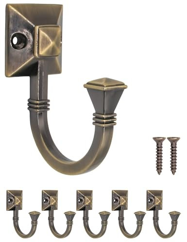 Fuxxer® 5x Massive Eisen-Haken, Garderoben-Haken, Wand-Haken, 5er Set, bronze