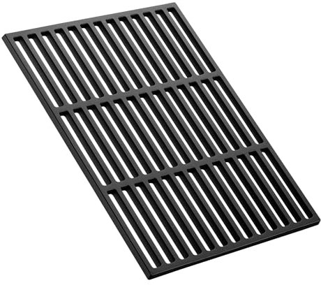 Wiltec Rejilla de hierro fundido cuadrada 30 x 44.5 cm maciza para parrilla de carbón parrilla de gas barbacoa