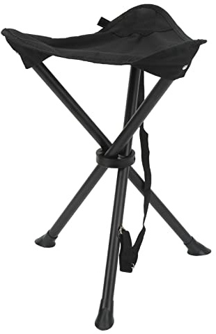 Folding Tripod Stool 200KG Load Bearing Anti Slip Good Stability Portable Foldable Chair for Outdoor Fishing Camping Picnics (Black)