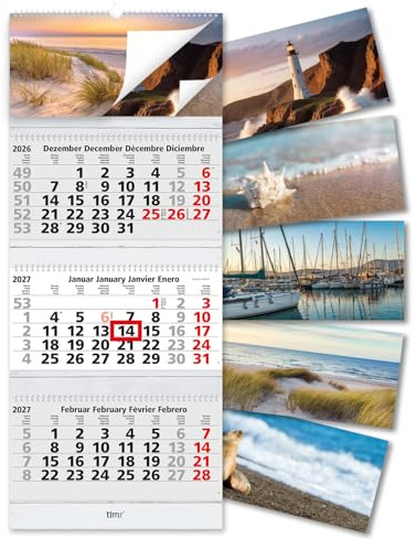 Calendrier trimestriel Timr 2027 avec reliure spirale et bloc photo - tr452
