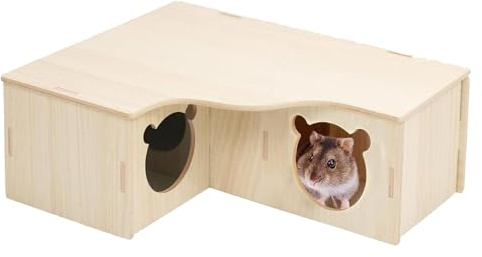 Nukinp Hamsterhus, hamster i trä, bitbeständiga och smaklösa leksaker, tillbehör för syriska hamstrar dvärg gerbil Degus råtta