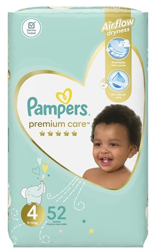 Pampers Premium Care 4 ,8-14 Kg, 52Stück – Windel Disposable Diaper, weiß)