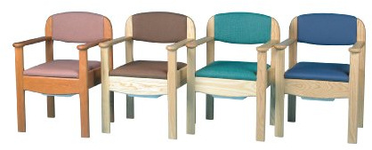 Homecraft Royale Commode Chair, Rich Brown, Sleek Hardwood Arm Chair with Padded Vinyl Seat & Back, Removable Cushion Hides Commode Pan, Bathroom Aid for Elderly, Handicapped, & Disabled, Use Bedside