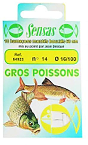 POCHETTE 10 HAMECONS MTES GROS POISSON 16/12 - SENSAS