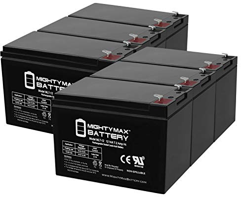 Mighty Max Battery ML7-12 - 12 Volt 7.2 AH SLA Battery - Pack of 6