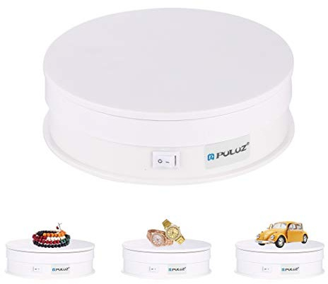 PULUZ Support rotatif à 360 degrés, plateau tournant miniature de 15 cm, plateau tournant motorisé pour photographie, spectacle, jouets, bijoux, charge maximale de 15 kg, blanc