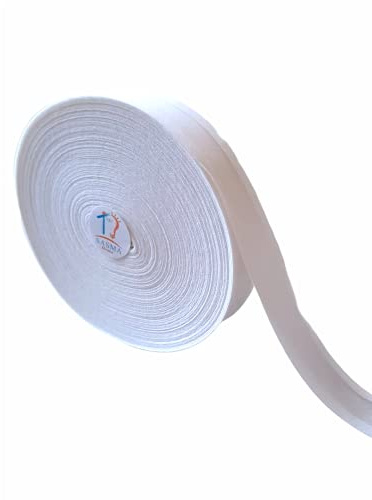 5 or 50 Metres x 1 25mm White/Black Cotton Bias Binding Craft Sewing Tape (White, 5 Meter)