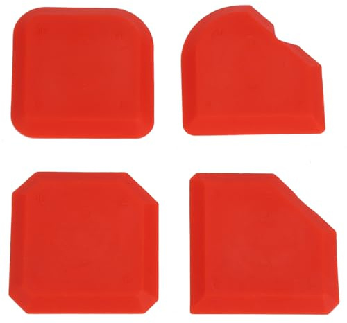 Spatola per Giunti, Set di 4 - Raschietto per Sigillante, Spatola in Silicone Rosso per Abbellimento con Colla di Vetro, Kit di Strumenti per Calafataggio