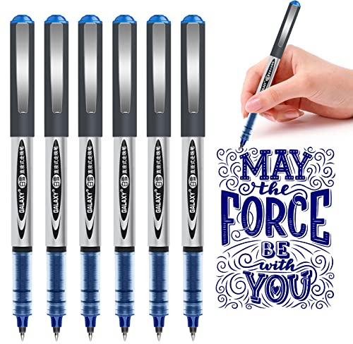 Gelanty Tintenroller Stifte, 6 Stück Blau Gelstifte Gelschreiber, 0,5mm Gel Kugelschreiber für Schreiben, Journaling, Notizbuch, Bürobedarf für Schule und Geschäft & Skizzieren
