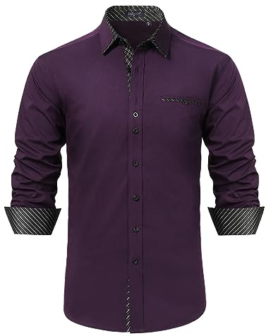Enlision herrskjortor långärmad business casual skjorta normal passform knappar skjortor