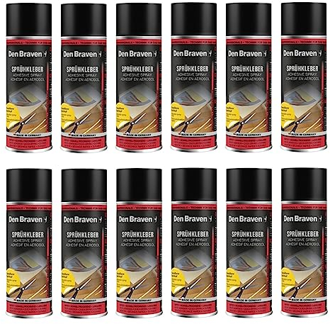 Colle en spray extra forte pour bricolage et industrie - Spray adhésif pour mousse, bois, tissu, cuir, feutre, etc. - Tête de pulvérisation réglable - Boîte de 500 ml (12)