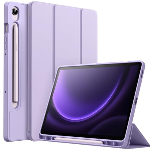 JETech Hülle für Samsung Galaxy Tab S10 Lite / S10 FE / S9 FE 10,9 Zoll mit S Pen Halter, Weiche TPU Tri-Fold Ständer Tablet Schutzhülle (Helles Lila)