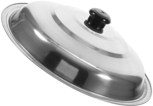 BESTonZON Wok-Deckel Edelstahl-Universaldeckel Für Töpfe Pfannen Und Bratpfannen 42 Cm Metall-Topfdeckel Ersatz-Bratpfannenabdeckung Gusseisen-Bratpfannen-Topfdeckel Mit Knopf