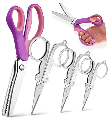 STOBOK 4stücke Teilige Dekorative Kantenschere Zackenschere Zickzackschere Stoffschere Mit Gezackten Kanten Tragbare Klappschere Für Näharbeiten Basteln Und Handwerk