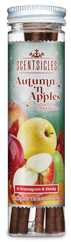 Scentsicles Autumn n Apples Scented Hanging Ornaments - 6 Brown Paper Sticks with Hooks for Fall & Christmas
