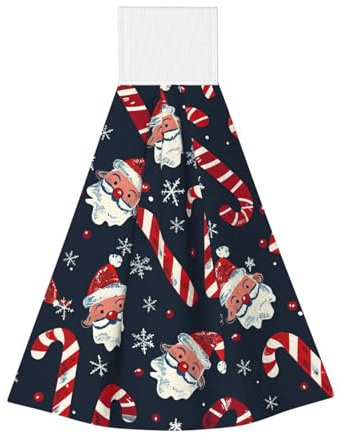 Mexpekil Hängende Handtücher, sehr saugfähig, Cartoon-Weihnachtsmann, Zuckerrohr, Süßigkeiten, Badezimmer-Handtuch, ultraweiche Geschirrtücher für die Küche