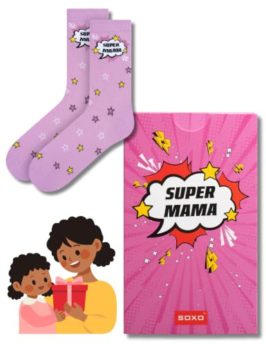 soxo Super Mama Roliga Strumpor Dam Funny Gift For Women Present Socks Damstrumpor 35-40