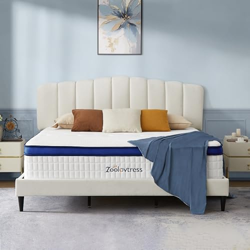 Zeelovtress Queen Mattress 14 Inch, Hybrid with MDI Gel Memory Foam and Pocketed Coils, Pressure Relief and Motion Isolation, No Fiberglass, CertiPUR-US, 5-Zone Targeted Support, Medium Firmness