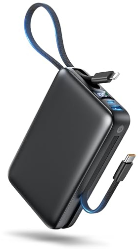 IGGPBB Portable Charger 50000mAh Power Bank,Portable Phone Charger with 2 Built in Cables,22.5W Fast Charging Travel Essentials Battery Pack for iPhone/iPad/MacBook/Android/Samsung