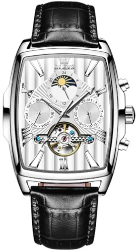 W WOLF-CUB Mode automatiska mekaniska klockor för män lyx Tourbillon äkta läder vattentät armbandsur månfas datumvecka multifunktionell display avslappnad affärer herrklocka