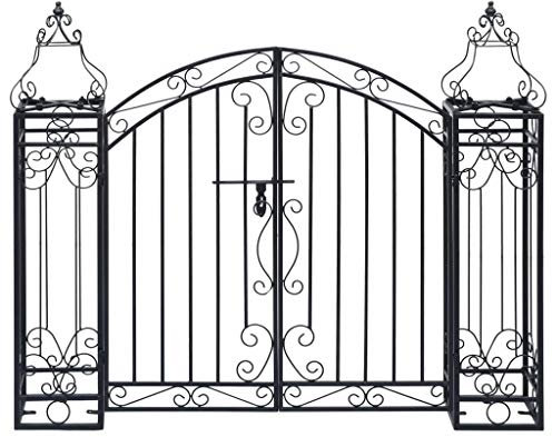 Arco da giardino in ferro battuto con cancello ornamentale da giardino, 122 x 20,5 x 100 cm