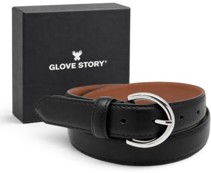 GLOVE STORY Ceinture Femme en Cuir - Boucle Métal Élégante Style Habillé - Coffret Cadeau Accessoire Mode Haut de Gamme pour Jean, Tailleur Costume et Pantalon - Largeur 35mm