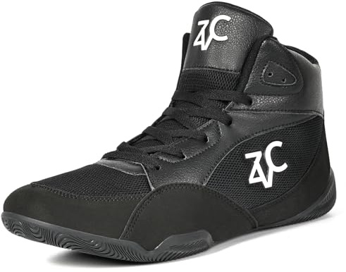 ZVC Wrestling Shoes Men Boxing Shoes for Fighting Shoes Powerlifting Bodybuilding Boots Footwear Black