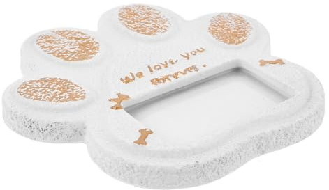 DOITOOL Pietra Commemorativa per Animali Domestici in Resina Bianca a Forma di Zampa, Lapide Funeraria Resistente agli Agenti Atmosferici per Cani, Decorazione da Giardino Esterno
