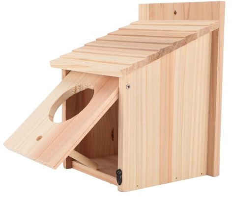 TOPINCN Nichoir à Oiseaux en Bois, Facile à Nettoyer, Extérieur, avec Poteau Debout, pour Une Utilisation dans Le Jardin, Durable, Taille 15x15x20.5cm