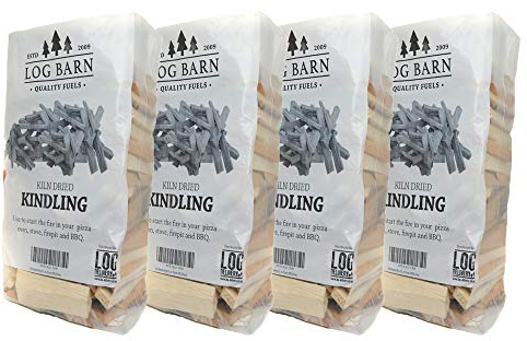 Log Barn Kiln-Dried Kindling Wood for Wood Burner – approx. 10kg (4 x 15l Bags) | Bumper Pack Kindling Sticks for Log Burners, Fire Pits, Pizza Ovens & Open Fires - Ideal for Home & Commercial Use