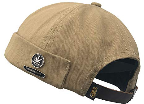 FASHIXD Cappelli da Uomo Docker cap Cappelli Beanie Marinaio Cappello Operaio Polsino Arrotolato retrò Cappello Senza Tesa Cappello con Regolabile, Foglia d'Acero-Cachi, Taglia Unica