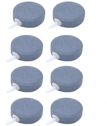 Loopunk 8 PCS Air Stones for Fish Tanks & Ponds - Easy to Sink Airstones for Aquariums, Pond Aerator Stones and Small Bucket Aerator, Compatible with Air Pumps