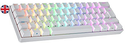 Ranked S60 Supernova 60% | Hot Swappable Mechanical Gaming Keyboard | 62 Keys Multi Color RGB LED Backlit for PC/Mac Gamer | ISO UK Layout (White, Gateron Optical Red)