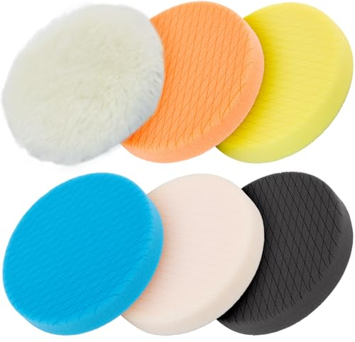 Autolock 6 Polierpads, 6Pcs 6.5inch 165mm Face für 6 Zoll Backing Plate Compound Schwamm und Wolle Pads Schneiden Polierpad Kit für Auto-Puffer Polierer, Polieren und Wachsen