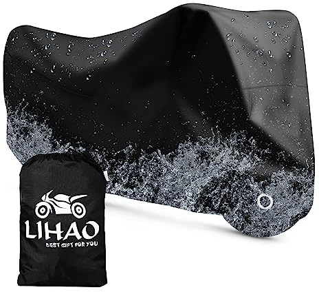 LIHAO Motorcykel presenning utomhus motorcykelskydd 300D oxfordtyg skydd motorcykelgarage inomhus motorcykelpresenning dammtät vattentät (245 cm x 105 cm x 125 cm)